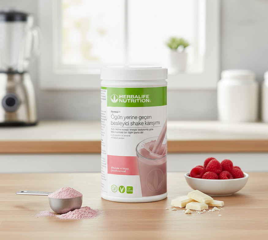 Formül 1 Öğün Yerine Geçen Besleyici Ahududu ve Beyaz Çikolata Aromalı Shake Karışımı